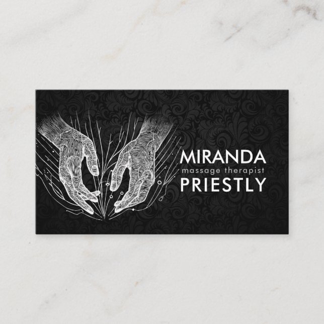Massage Therapy Healing Hands Energy Spa Wellness Business Card (Front)