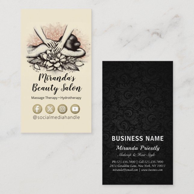 Massage Therapy Healing Hands Energy Spa Wellness Business Card (Front/Back)