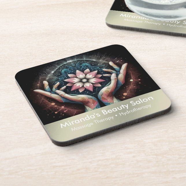 Massage Therapy Healing Hands Energy Spa Wellness Coaster (Left Side)
