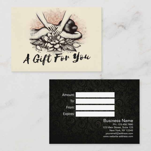 Massage Therapy Healing Hands Energy Spa Wellness Discount Card (Front/Back)