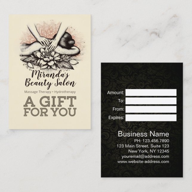 Massage Therapy Healing Hands Energy Spa Wellness Discount Card (Front/Back)