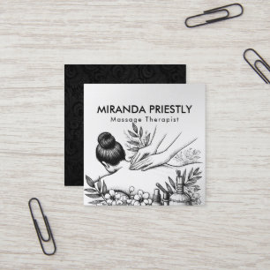Massage Therapy Healing Hands Energy Spa Wellness Square Business Card