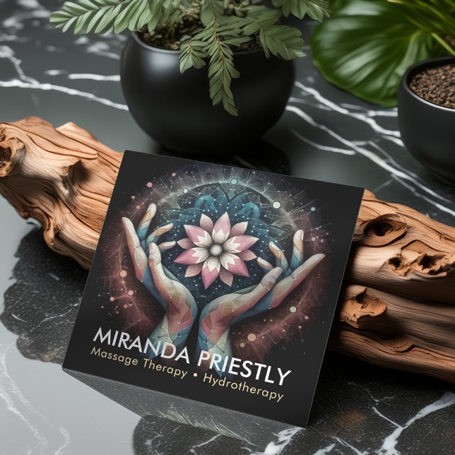 Massage Therapy Healing Hands Energy Spa Wellness Square Business Card (Creator Uploaded)