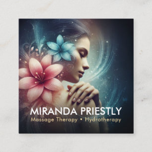 Massage Therapy Healing Hands Energy Spa Wellness Square Business Card