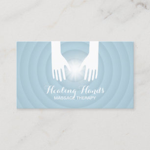Massage Therapy Healing Hands Light Blue Spa Business Card