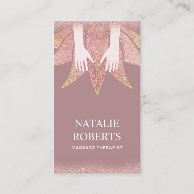 Massage Therapy Healing Hands & Lotus Flower Spa Loyalty Card (Front)