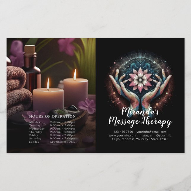 Massage Therapy Healing Hands Price Bifold Flyer (Front)