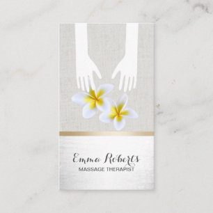 Massage Therapy Healing Hands Silver Linen Spa Business Card