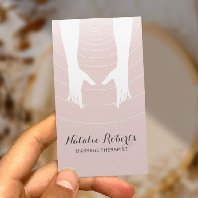 Massage Therapy Healing Hands Spa Blush Pink Business Card (Creator Uploaded)