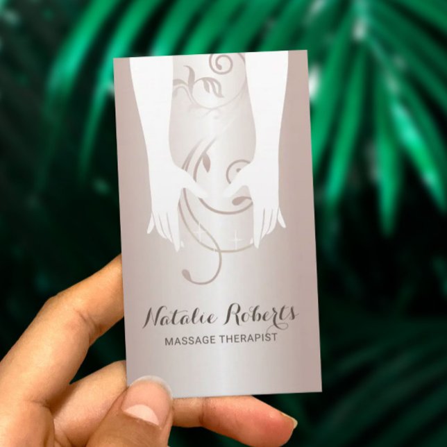 Massage Therapy Healing Hands Spa Rose Gold Business Card (Creator Uploaded)