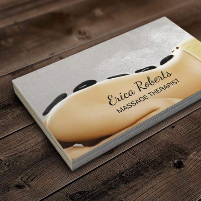 Massage Therapy Hot Stone Beauty Spa Salon Business Card (Creator Uploaded)