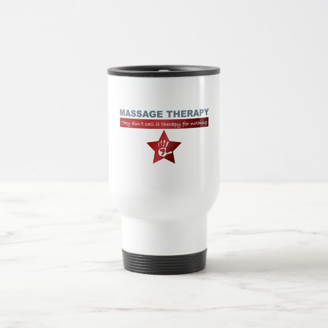 Massage Therapy in Ruby Red Travel Mug (Center)