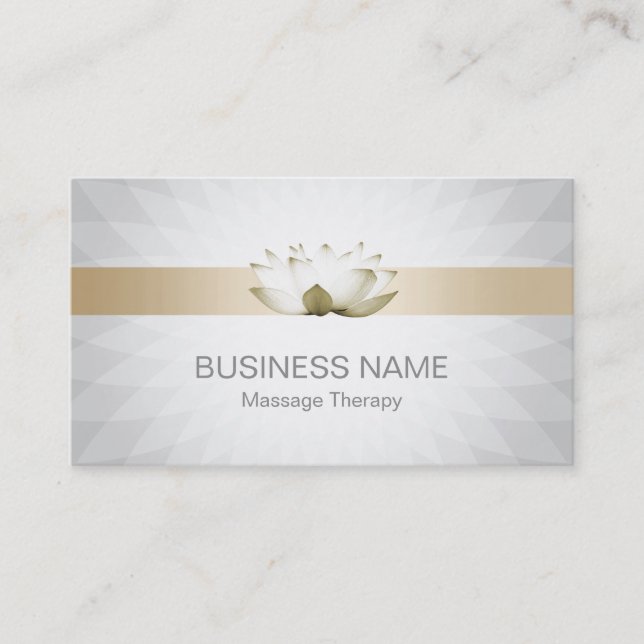 Massage Therapy Lotus Healing Salon Modern Silver Business Card (Front)