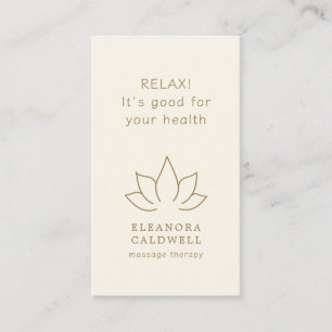 Massage Therapy Lotus Logo Gold on Cream Business Card
