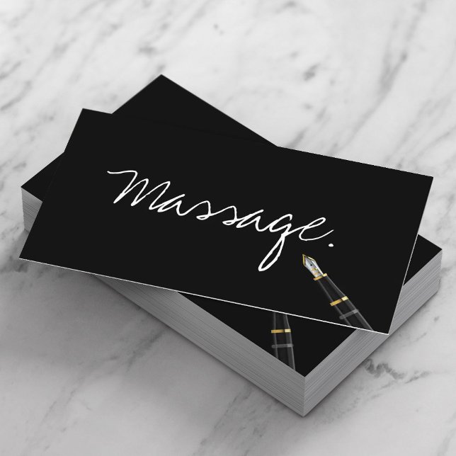 Massage Therapy Minimalist Handwritten Script Business Card (Creator Uploaded)
