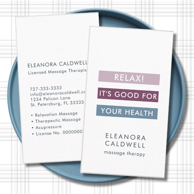 Massage Therapy Modern Stripes Tag Line (Massage Therapy Modern Stripes Tag Line Business Card)