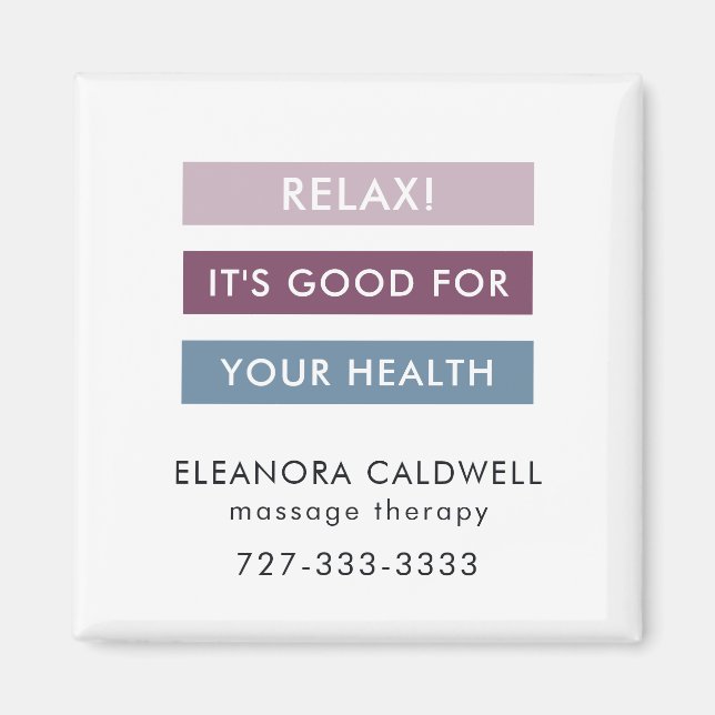 Massage Therapy Modern Stripes Tag Line Magnet (Front)