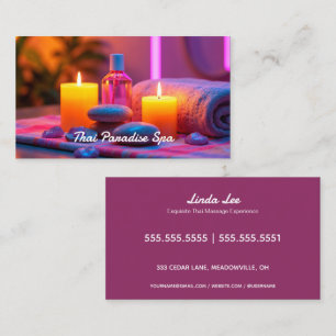 Massage Therapy Neon Business Card
