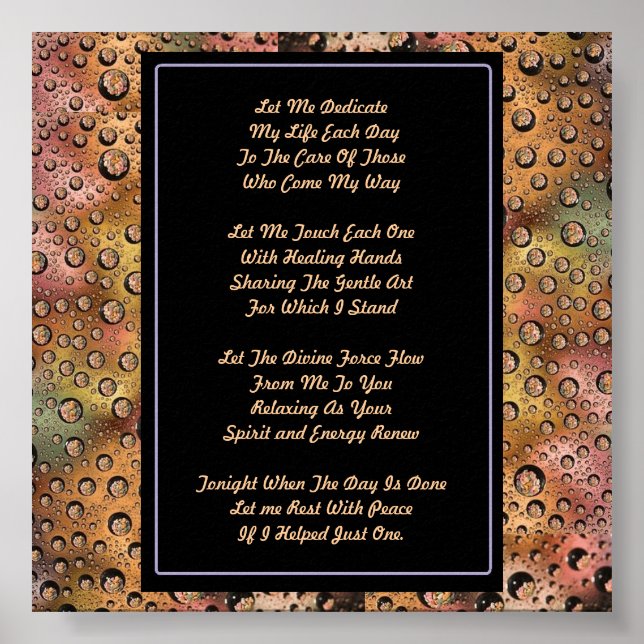 Massage Therapy Prayer Poster (Front)