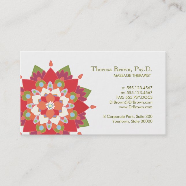 Massage Therapy Red Lotus Appointment Card (Front)