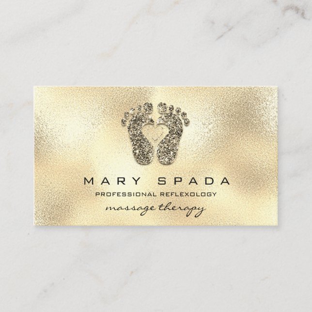 Massage Therapy Reflexology Wellne Reiki Faux Gold Business Card (Front)