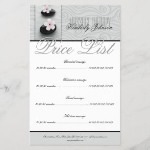 Massage Therapy Relaxation Spa Center Price List Flyer