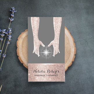 Massage Therapy Rose Gold Healing Hands Reiki Spa Business Card