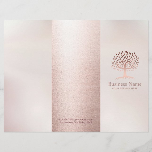 Massage Therapy Rose Gold Life Tree Spa Tri-Fold (Front)