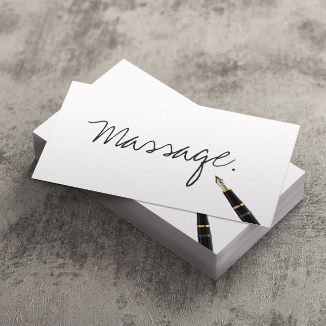 Massage Therapy Simple Handwritten Business Card (Creator Uploaded)