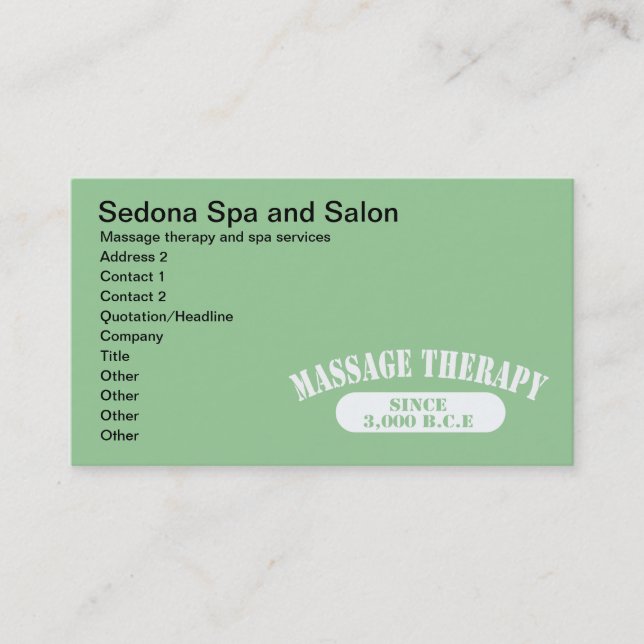 Massage Therapy Since 3,000 B.C.E. Appointment Card (Front)
