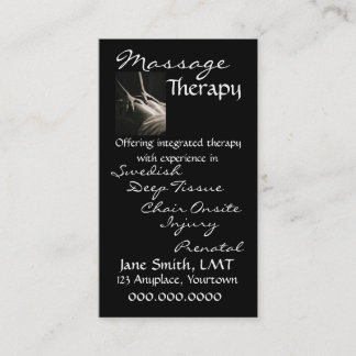Massage Therapy Sleek Black Appointment Card