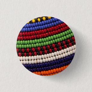 Massai Tribal Bead Pattern 3 Cm Round Badge
