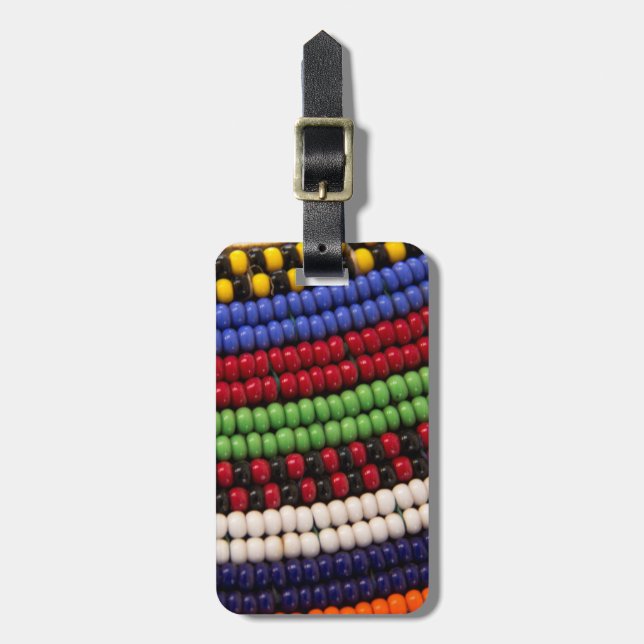 Massai Tribal Bead Pattern Luggage Tag (Front Vertical)