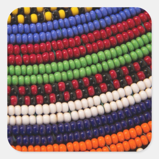 Massai Tribal Bead Pattern Square Sticker (Front)
