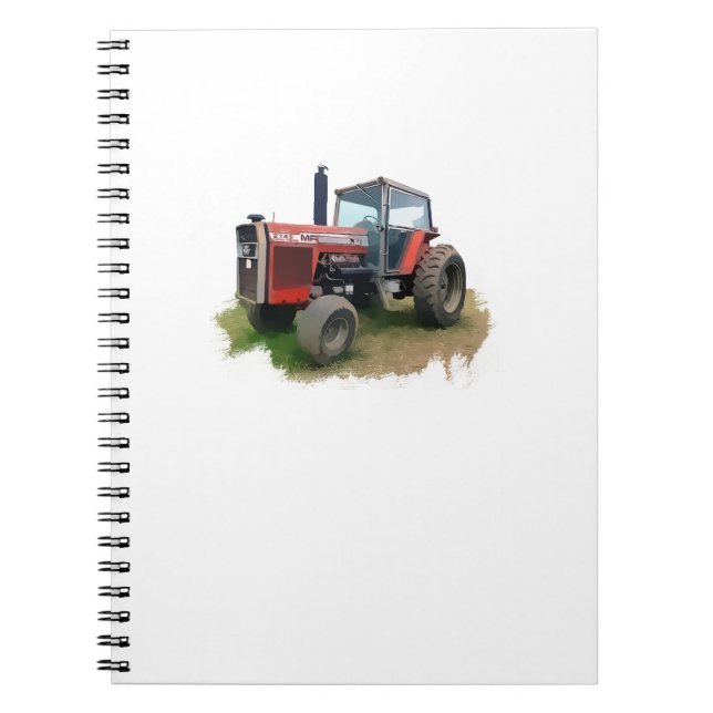 Massey Ferguson Red Tractor in the Field Spiral Notebook (Front)