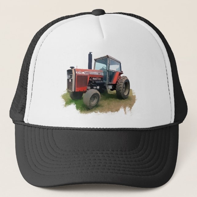 Massey Ferguson Red Tractor in the Field Trucker Hat (Front)