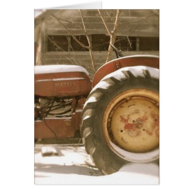 Massey Harris Tractor in Snow: Blank Card (Front)