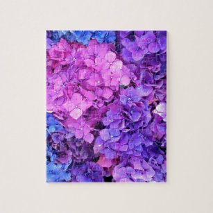 Massive bunch of purple and blue hydrangeas jigsaw puzzle