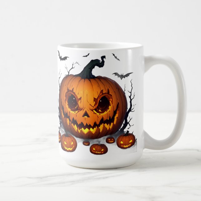 Massive Halloween Pumpkin With Glowing Eyes 👻 Coffee Mug (Right)