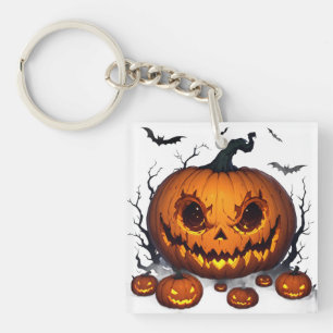 Massive Halloween Pumpkin With Glowing Eyes 👻 Key Ring