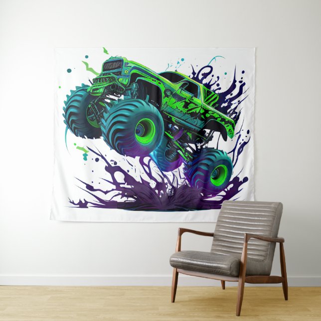 Massive Monster Truck In Action 2 Tapestry (In Situ (Horizontal))