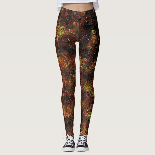 Massive spots and skinned brown and coral spots leggings (Front)