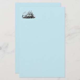 Masted Ship Blue Stationery