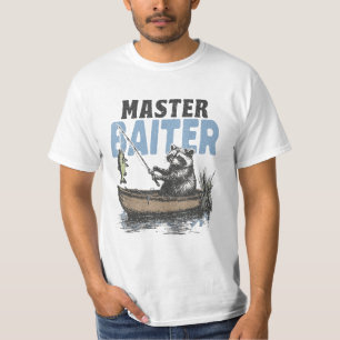 Master Baiter Bass Fishing Fisher Racoon Dad T-Shirt