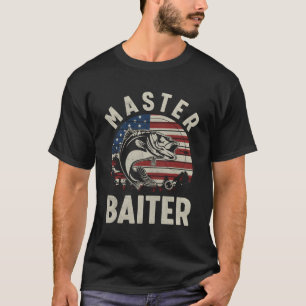 Master Baiter Bass Fishing Fisher Usa Flag T-Shirt