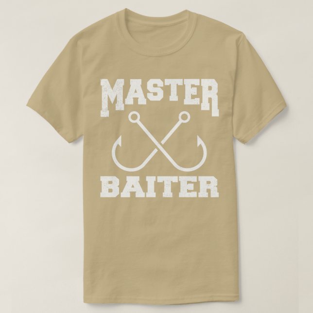 Master Baiter  Fisherman Mens Funny Bass Fishing L T-Shirt (Design Front)
