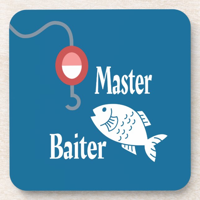 Master Baiter Fishing Funny Novelty Fish Joke Coaster (Front)