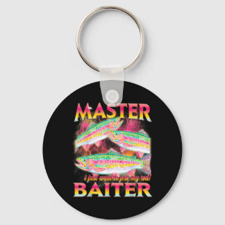 Master Baiter Funny Offensive Fishing Meme Graphic Key Ring