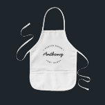 Master Baker Established year Custom Name Kids Kids Apron<br><div class="desc">Lots of talent coming out of that kitchen. Encourage the little Master Baker in your life to keep those sweet treats coming with this personalised, modern and unique apron. Customise the words and established year as you need. Comes in different colours and sizes. Stylish typography style treatment. Makes for a...</div>