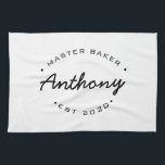 Master Baker Established year Custom Name Tea Towel<br><div class="desc">Lots of talent coming out of that kitchen. Encourage the Master Baker in your life to keep those sweet treats coming with this personalised, modern and unique kitchen towel. Customise the words and established year as you need. Comes in different colours and sizes. Don't forget the lil' bakers too. Make...</div>
